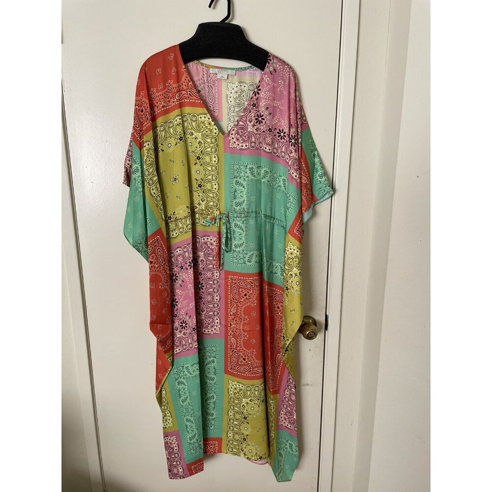 W By Worth Womens Blouse Dress Multicolor Rainbow Floral Size M
